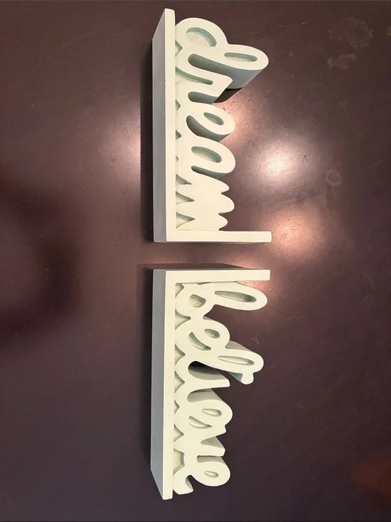 Home Script Bookends Pair in Light Mint Green