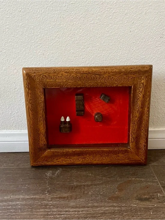 Wood Framed Red Shadow Box Wall Decor
