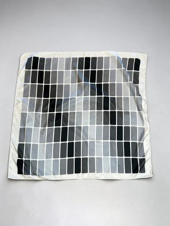 Glentex Vintage Made in Japan 26” Square Scarf  Ombre Gray Bricks 100% Nylon