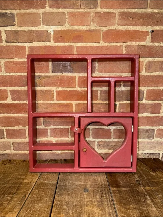Wooden Wall Shelf Heart Cutout Cubby Display Knick Knack Farmhouse