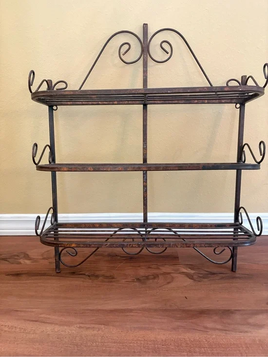 Rustic Brown Metal Wall Shelf - Home Wall Decor