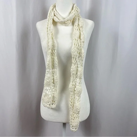 Chenille Knit Boho Crochet Long Scarf Fall Winter Cottagecore