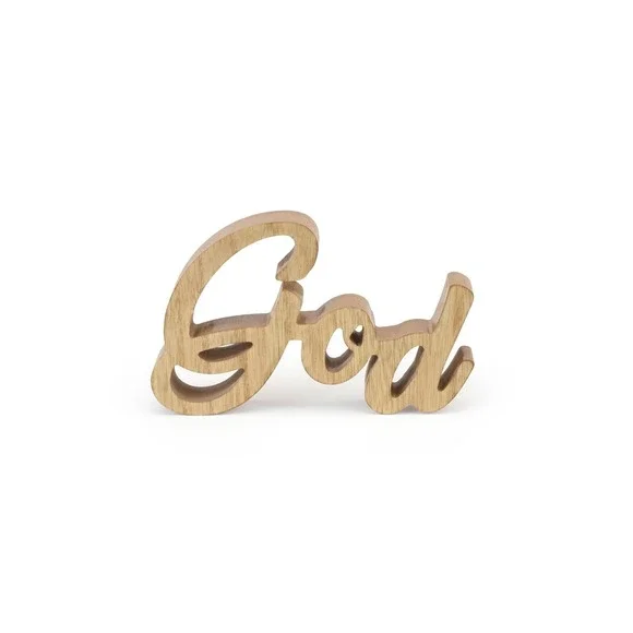 Wooden God Sign |‎ Tabletop Faith Decor | Farmhouse Shelf Accent