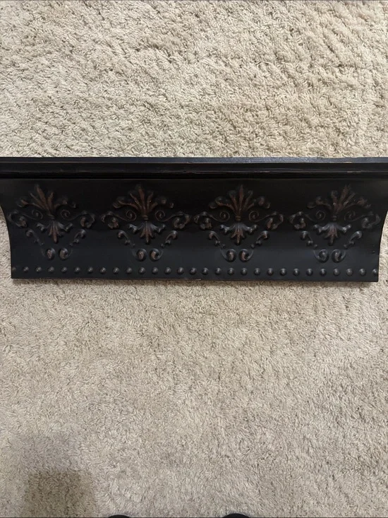 Ornate Bronze Wall Shelf Accent with Antique Detailing