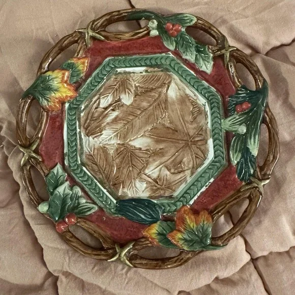Fitz & Floyd Christmas Lodge Plate Home Fragrance Candle Potpourri