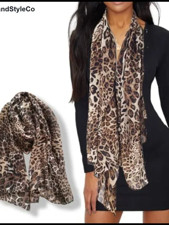 Leopard Print Wrap Shawl Lightweight Scarf