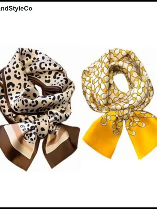 2 Pack Silk Feel Satin Scarves Long Thin Fashion Accessories Gift 5.9x57