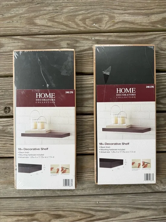 Set of 2 Home Decorators Collection 18” Black Floating Shelves