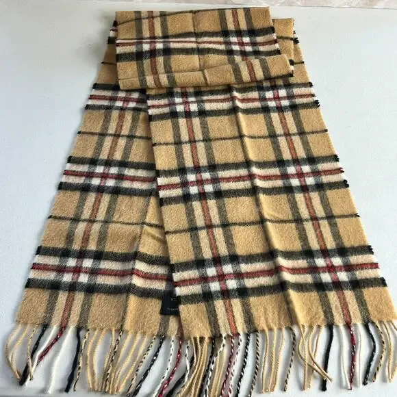 Heritage Collection Soft Cashmere Scarf With Fringe Brown Plaid 62