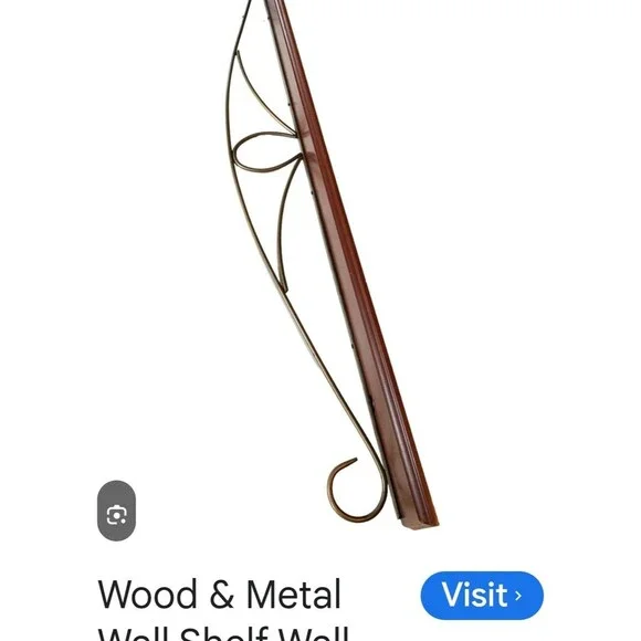 AT-1 Decorative Wood and Metal Wall Shelf Bracket in Brown and Bronze