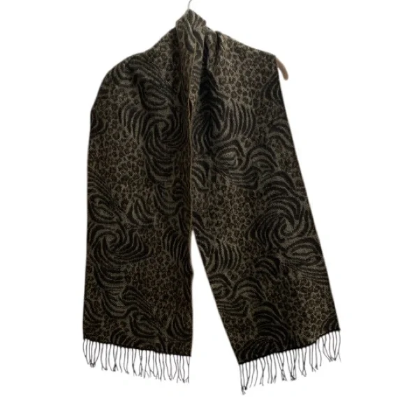 Leopard Zebra Shades of Brown Warm Scarf Animal Print Winter Christmas 11.5 X 64