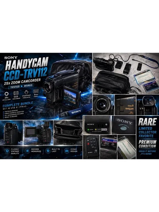 Sony Handycam CCD-TRV112 Camcorder 25x Zoom Bundle Tested Works w Bag Extras