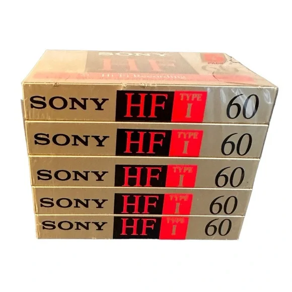 5 Pack Sony HF60 Blank Cassette Tapes Type I 60 Minutes Hi-Fi Recording Sealed