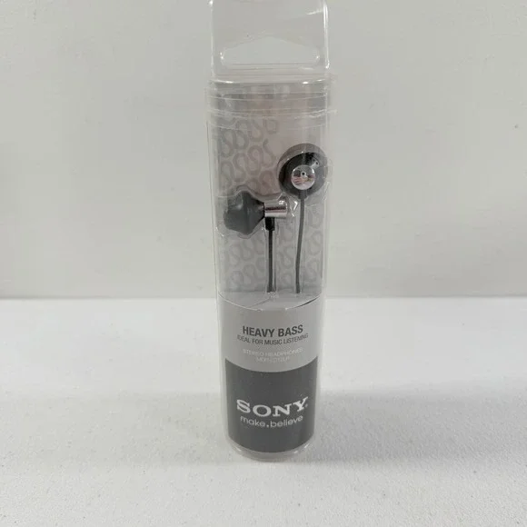 Sony MDR-ED12LP‎ Stereo Headphones Heavy Bass Black Silver Earbuds NEW SEALED
