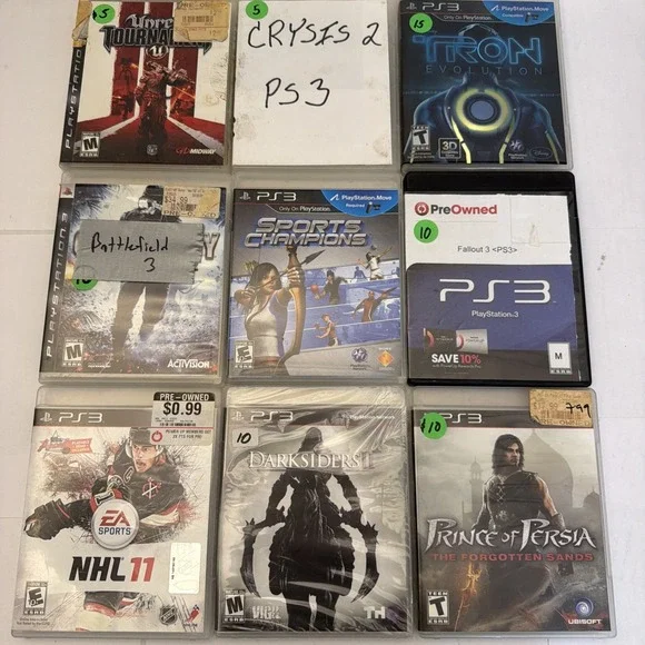 Sony PS3 Game Lot (9) PlayStation Fallout Darksiders Prince Of Persia Crysis NHL