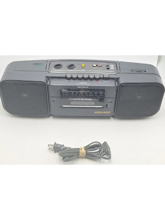 Vintage Sony CFS-209 AM/FM Stereo Cassette Boombox Auto Reverse Mega Bass Tested