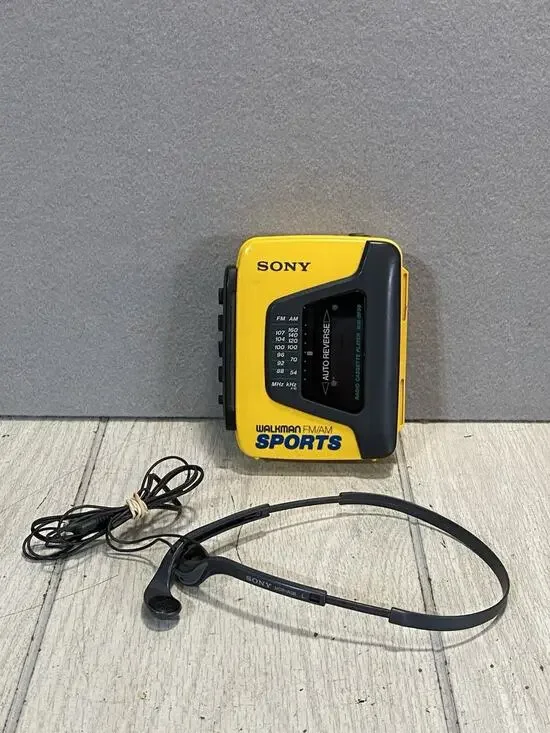 Vintage Sony WM-AF54 WalkMan Sport Radio Cassette Player Portable Yellow WORKS