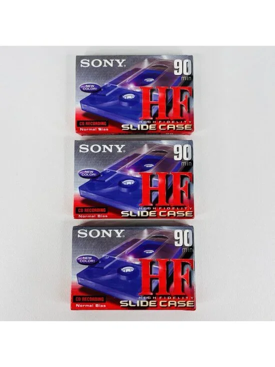 Lot Of 3 Sony 90 Minute HF New Color Slide Case CD Recording Cassette Tape