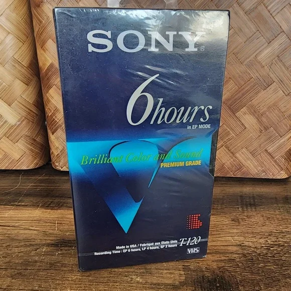 Sony 6 Hrs T-120 VHS VCR Tapes Blank Premium Grade Brand New Wrapped Lot of‎ 2