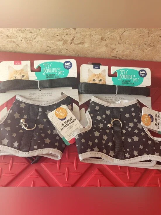 NWT New Kittie Cat Bundle Harness Leash Adult and Kitten Size with bell