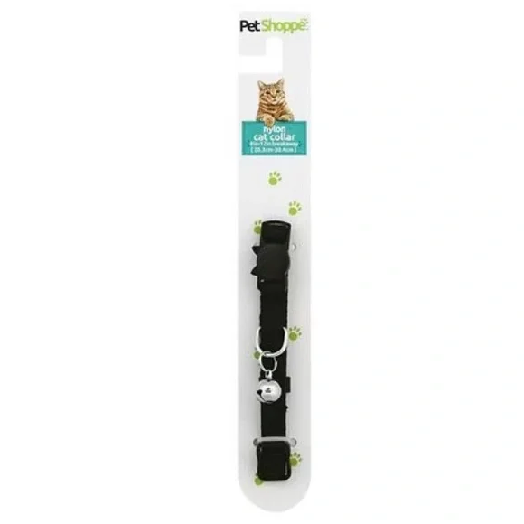NWT Black Nylon Breakaway Cat Collar with Bell 3/8