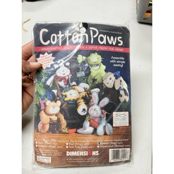 Vintage 1997 Dimensions Cotton Paws Bowser‎ Dog #62121 Craft Kit NEW