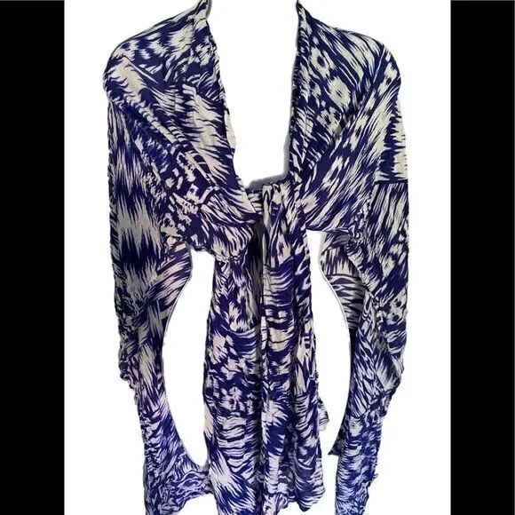 Michael Stars Wrap /Scarf - 30 x64 blue batik print , viscose