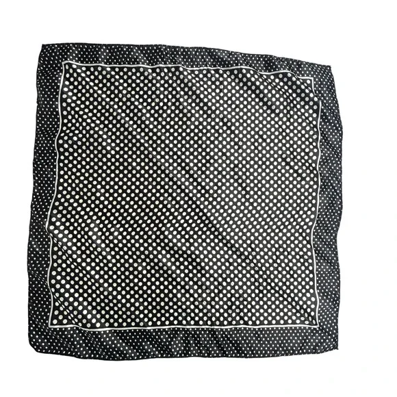 Retro Polka Dot Square Scarf OS‎ Black White Pinup Rockabilly Mod Neckerchief