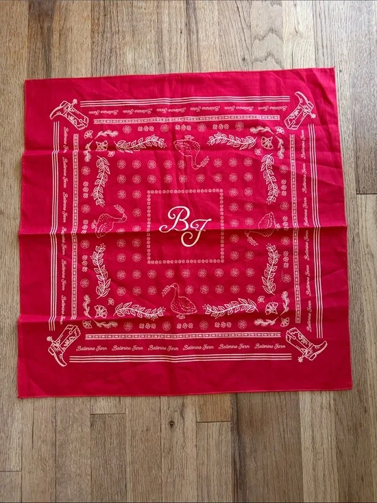 Ballerina Farm Monogram Cowboy Boots Red Bandana Scarf‎