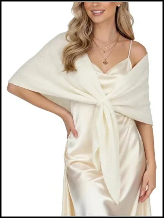 Women's Shawl Wrap Soft Lightweight Knit Triangle Scarf Wool Blend Poncho