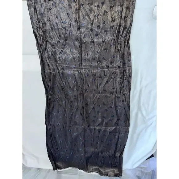 Elegant Women's Blue and Brown Patterned Scarf‎