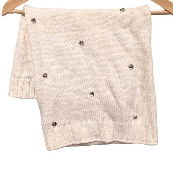 Victoria's Secret Knit Scarf Neck Warmer White‎ Rhinestones Preppy Girlie Ski