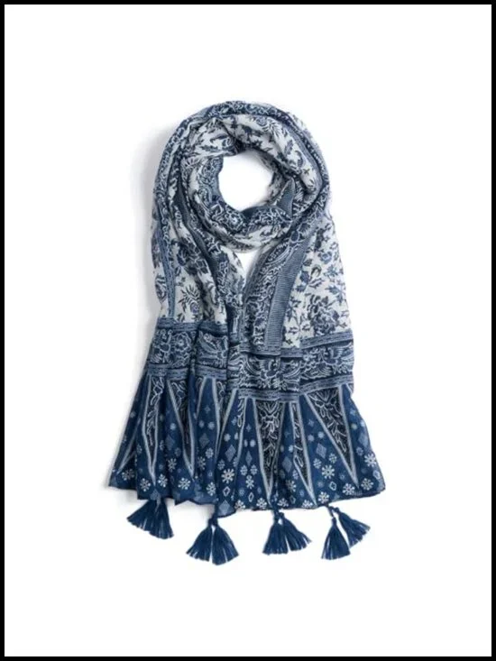 Lightweight Voile Floral Leopard Print Scarf with Fringe Shawl Wrap Fall Winter
