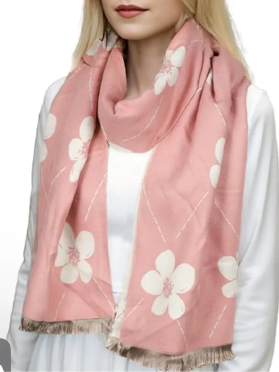 Pink Floral Soft Pink Scarf