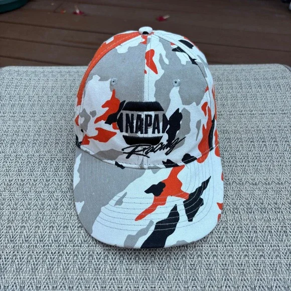 NAPA Racing Hat Baseball Cap Unisex OSFM Orange Camo Good Used Condition Logo