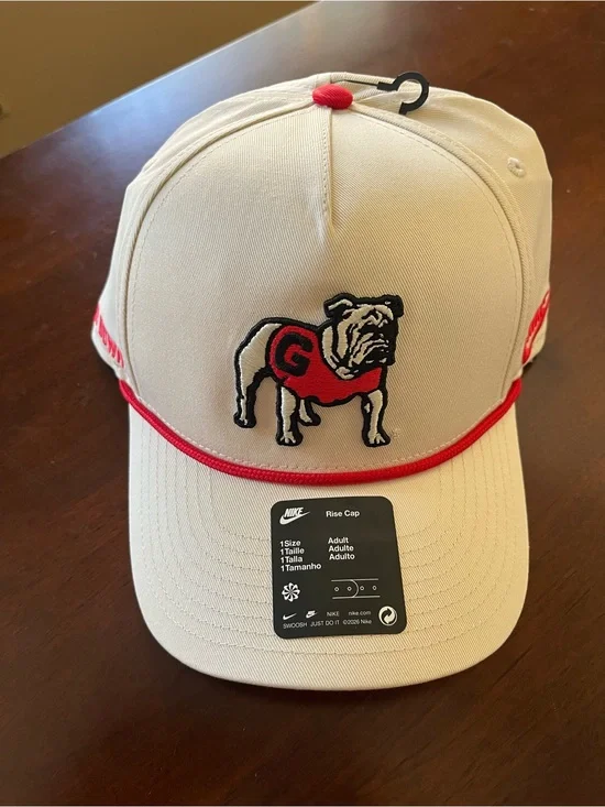 Nike Georgia Bulldogs Rise Cap Veg Rope Hat Adjustable SnapBack Cream Red NWT