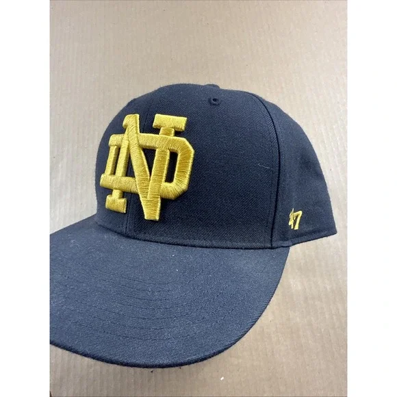 '47 Brand Notre Dame Fighting Irish Snap Back Hat Adjustable Cap Navy W/Clover