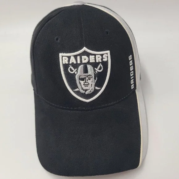 Oakland Raiders Hat Adjustable Reebok Black Silver‎ NFL Football Logo Cotton Men