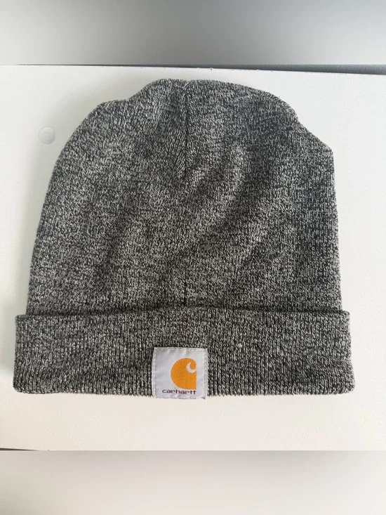 Carhartt Marled Gray Folded Cuff Beanie with Logo Patch one size