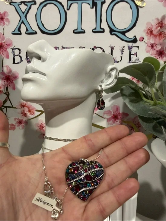 🆕❤️BRIGHTON VTG+ SLVR SWAROVSKI CRYSTAL ‘TRUST YOUR JOURNEY’ SET! MSRP $265