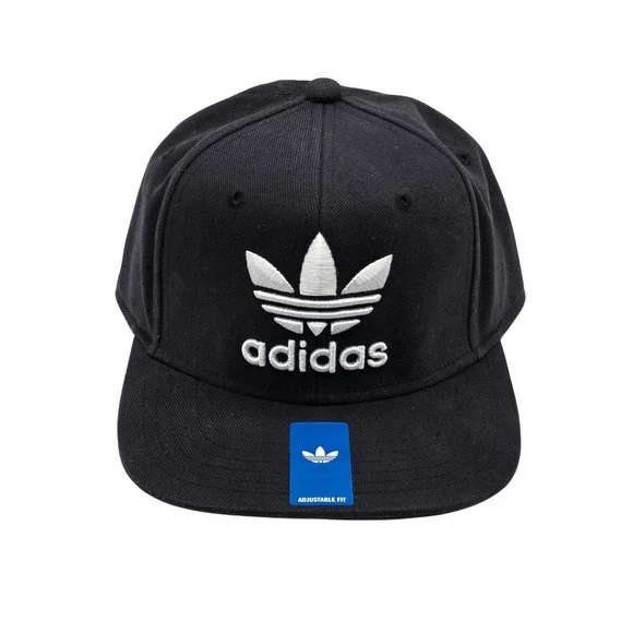 Adidas Originals Trefoil Adjustable Snapback Flatbill Hat Cap Black C153 NWT NEW