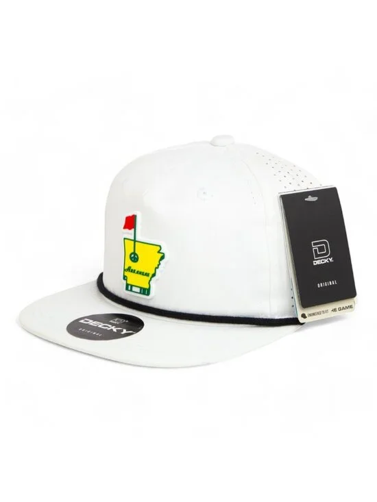 Arkansas Masters Golf 3D Perforated Rope Hat- White/ Black