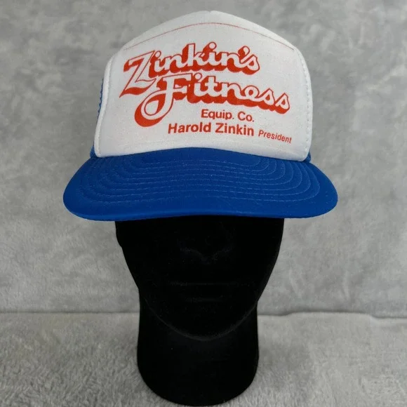 Vtg Zinkin Fitness Trucker Hat Blue Gym Weightlifting Mesh Snapback 80s Fresno