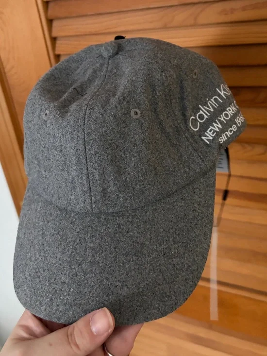 Calvin Klein CK wool blend baseball hat in grey one size NWT