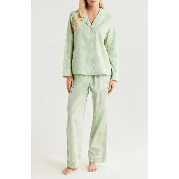 NWT Nordstrom Pajama Set Women‎ Medium Large Floral 100% Cotton Button Front