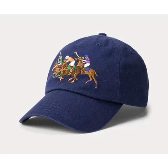 NWT Polo Ralph Lauren Men's Polo Pony Embroided Crest Baseball Cap OSFA BLUE