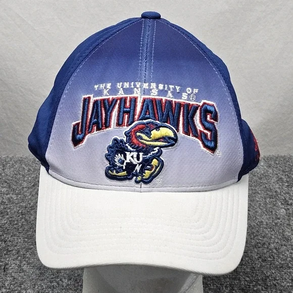Kansas Jayhawks Hat Adidas Mens L XL Blue White NCAA Gear Cap Fanwear Lawrence