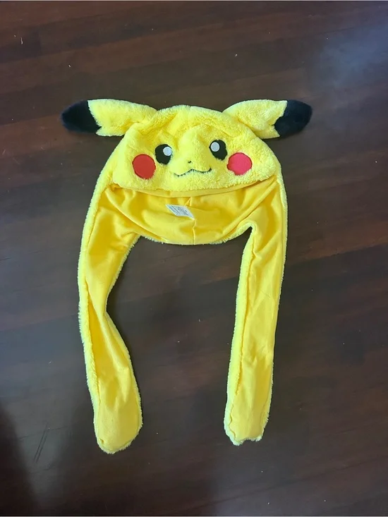 Pikachu Yellow Plush Character Hat with moving ears