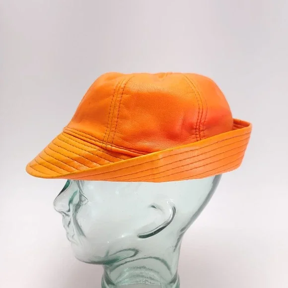 Vintage YA Small Jones Style Hunting Bucket‎ Hat Orange Vinal Faded