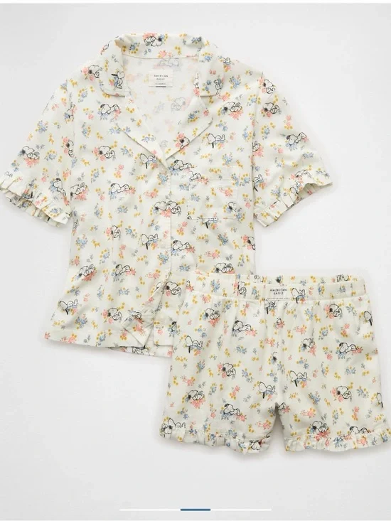 American Eagle Outfitters Snoopy Floral Print Pajama Set